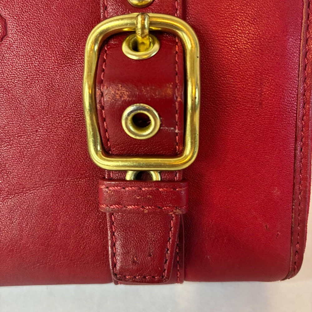 Coach Zoe Red Leather Wallet Soho Double Buckle Zip Around Y2K Clutch 8" - Picture 4 of 16